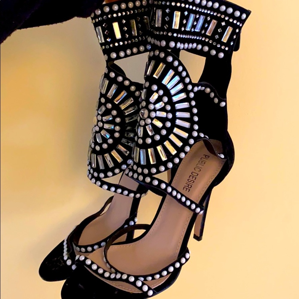 Embellished heeled sandals